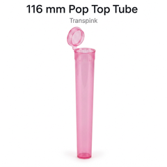 Transparent Pink 116mm Pop Top Tube 500 Pcs – Slim PP Plastic Flip-Top Storage Container | 116mm x 18.6mm