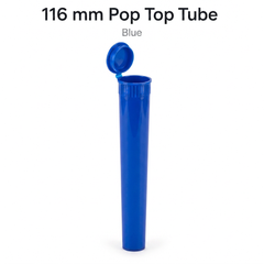 Blue 116mm Pop Top Tube – Slim PP Plastic Flip-Top Storage Container | 116mm x 18.6mm