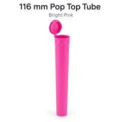 Bright Pink 116mm Pop Top Tube 500 Pcs – Slim PP Plastic Flip-Top Storage Container | 116mm x 18.6mm