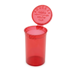 Transparent-Red 19 Dram Pop Top Containers 225 Pcs – Squeeze-to-Open PP Plastic Storage Tubes | 7cm x 3.8cm