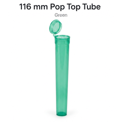 Transparent Green 116mm Pop Top Tube 500 Pcs– Slim PP Plastic Flip-Top Storage Container | 116mm x 18.6mm