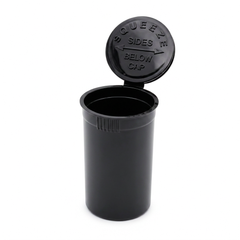 Black 19 Dram Pop Top Containers – Squeeze-to-Open PP Plastic Storage Tubes | 7cm x 4cm