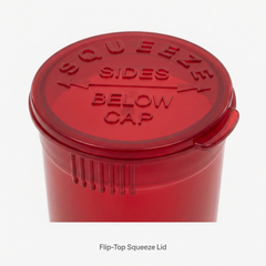 Transparent-Red 19 Dram Pop Top Containers 225 Pcs – Squeeze-to-Open PP Plastic Storage Tubes | 7cm x 3.8cm