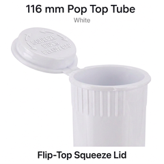 White 116mm Pop Top Tube 500 Pcs – Slim PP Plastic Flip-Top Storage Container | 116mm x 18.6mm