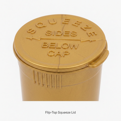 Gold 19 Dram Pop Top Containers – Squeeze-to-Open PP Plastic Storage Tubes | 7cm x 4cm