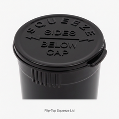 Black 19 Dram Pop Top Containers – Squeeze-to-Open PP Plastic Storage Tubes | 7cm x 4cm