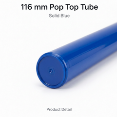 Solid Blue 116mm Pop Top Tube 500 Pcs– Slim PP Plastic Flip-Top Storage Container | 116mm x 18.6mm
