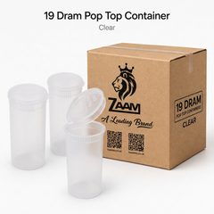 Clear 19 Dram Pop Top Containers – Transparent Squeeze-to-Open PP Plastic Storage Tubes | 7cm x 4cm