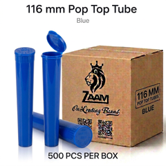Blue 116mm Pop Top Tube – Slim PP Plastic Flip-Top Storage Container | 116mm x 18.6mm
