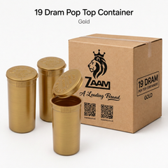 Gold 19 Dram Pop Top Containers – Squeeze-to-Open PP Plastic Storage Tubes | 7cm x 4cm
