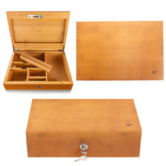 Premium Bamboo Wood Discreet Safe Storage Box - Secure Lock & Key