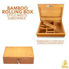 Premium Bamboo Wood Discreet Safe Storage Box - Secure Lock & Key