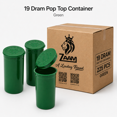 Green 19 Dram Pop Top Containers 225 Pcs– Squeeze-to-Open PP Plastic Storage Tubes | 7cm x 3.8cm