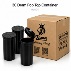 Black 30 Dram Pop Top Containers 160 Pcs – Squeeze-to-Open PP Plastic Storage Tubes | 70mm x 47mm