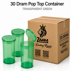 Transparent Green 30 Dram Pop Top Containers 160Pcs – Squeeze-to-Open PP Plastic Storage Tubes | 70mm x 47mm