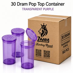 Transparent Purple 30 Dram Pop Top Containers 160 Pcs – Squeeze-to-Open PP Plastic Storage Tubes | 70mm x 47mm