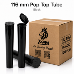 Pop Top Tube Black 116mm 500 Pcs – Slim PP Plastic Flip-Top Storage Container | 116mm x 18.6mm