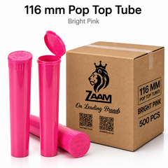 Bright Pink 116mm Pop Top Tube 500 Pcs – Slim PP Plastic Flip-Top Storage Container | 116mm x 18.6mm