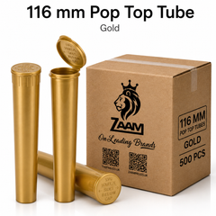 Gold 116mm Pop Top Tube  500 Pcs – Slim PP Plastic Flip-Top Storage Container | 116mm x 18.6mm