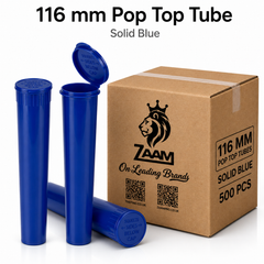 Solid Blue 116mm Pop Top Tube 500 Pcs– Slim PP Plastic Flip-Top Storage Container | 116mm x 18.6mm