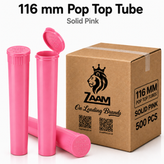 Solid Pink 116mm Pop Top Tube 500 Pcs – Slim PP Plastic Flip-Top Storage Container | 116mm x 18.6mm