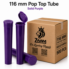 Solid Purple 116mm Pop Top Tube 500 Pcs – Slim PP Plastic Flip-Top Storage Container | 116mm x 18.6mm