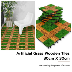 Artificial Grass Wooden Tiles 30cm X 30cm | Pack of 10 Tiles | Free Shipment