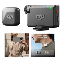 DJI Mic Mini Wireless Lavalier Microphone System (2 TX + 1 RX + Charging Case) – 48h Battery, Noise Cancelling, Automatic Limiting, 400m Range – For Camera, iPhone & Android