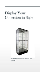 Black Glass Display Cabinet with LED Lights and Storage | 100cm x 40cm x 245cm | Collection Only