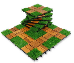 Artificial Grass Wooden Tiles 30cm X 30cm | Pack of 10 Tiles | Free Shipment