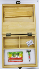 Reggae Flag 420 Snuff Wooden Box – Large Wooden Tobacco Rolling Box with Glass Ashtray & Smoking Pipe