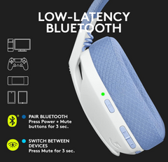 Logitech G435 LIGHTSPEED & Bluetooth Wireless Gaming Headset – Ultra Lightweight 165g, Dual Beamforming Mics, 18h Battery, Dolby Atmos Compatible – White