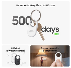 Samsung Galaxy SmartTag2 Bluetooth Tracker – Lost Mode, Compass View, AR Search, IP67 Water Resistant, 500-Day Battery