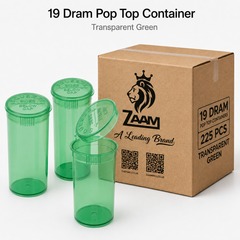 Transparent-Green 19 Dram Pop Top Containers 225 Pcs – Squeeze-to-Open PP Plastic Storage Tubes | 7cm x 3.8cm