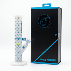 Cookies Cookie V Straight Glass Pipe – White & Blue