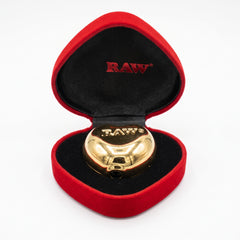 RAW Heart-Shaped Glass Ashtray with Luxury Red Gift Case – Gold & Clear