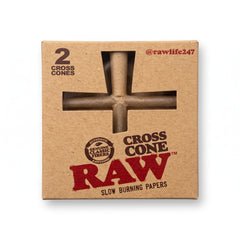 RAW Cross Cone 2 Pack Pre-Rolled Classic Natural Rolling Paper Cones