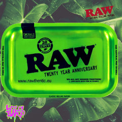 RAW 20th Anniversary Rolling Tray – Emerald Green – Medium Metal Tray – Limited Edition